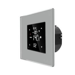 Termostat Wi-Fi pentru incalzirea electrica si pe gaz LUXION cu Rama din Sticla - gri