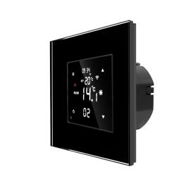 Termostat Wi-Fi pentru incalzirea electrica si pe gaz LUXION cu Rama din Sticla - negru