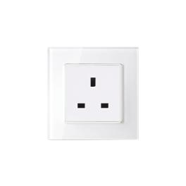 UK TYPE SOCKET 13A GLASS FRAME WHITE