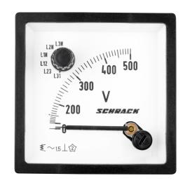 Voltmetru 72*72mm, 500V, AC+ comutator voltmetric