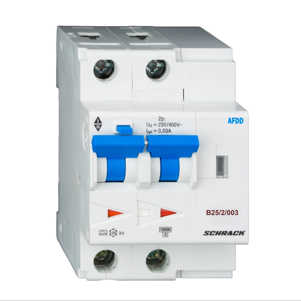 AFDD, seria Lisa, B 25 A, 2 poli, 30 mA, A/cu temp., 10 kA