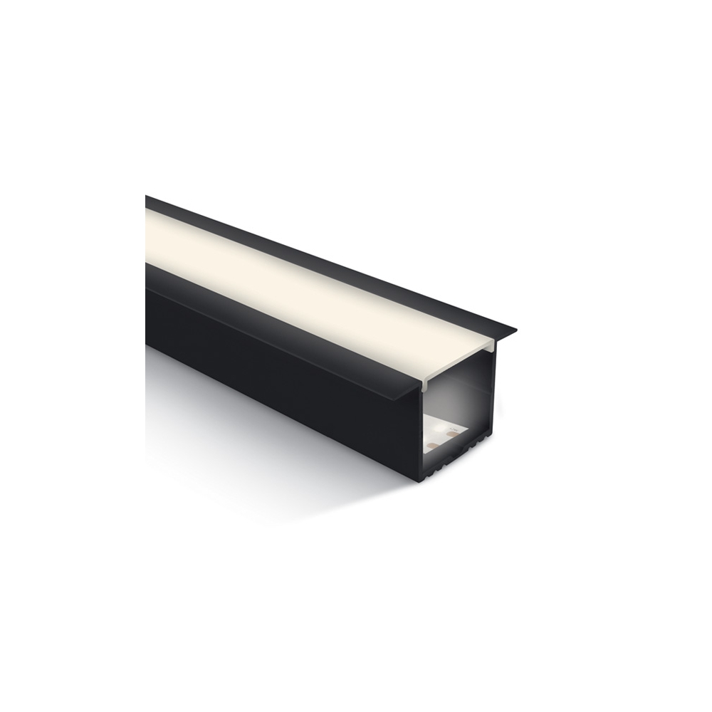 aluminiu Profil incastrat 7910R/B+PC opal Difuzor, 2m negru