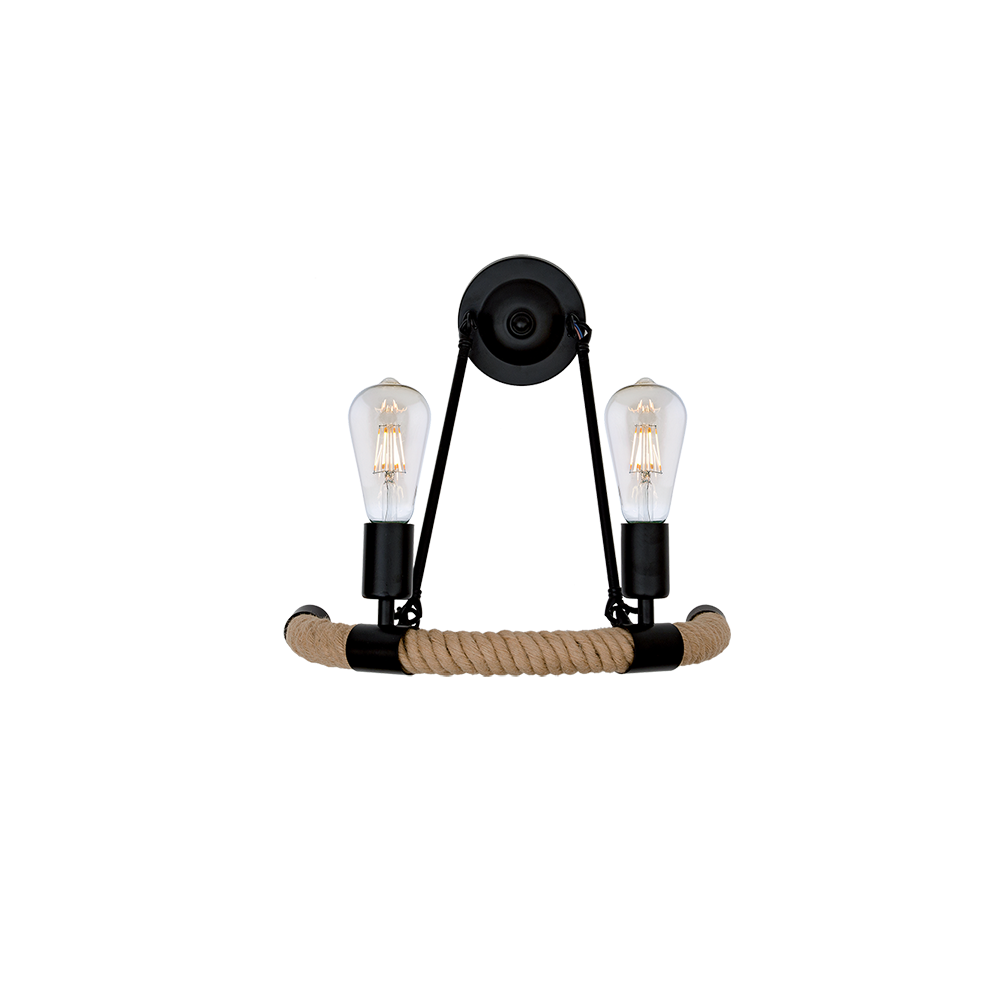 APLICA PERETE ROPE 2XE27 NEAGRA