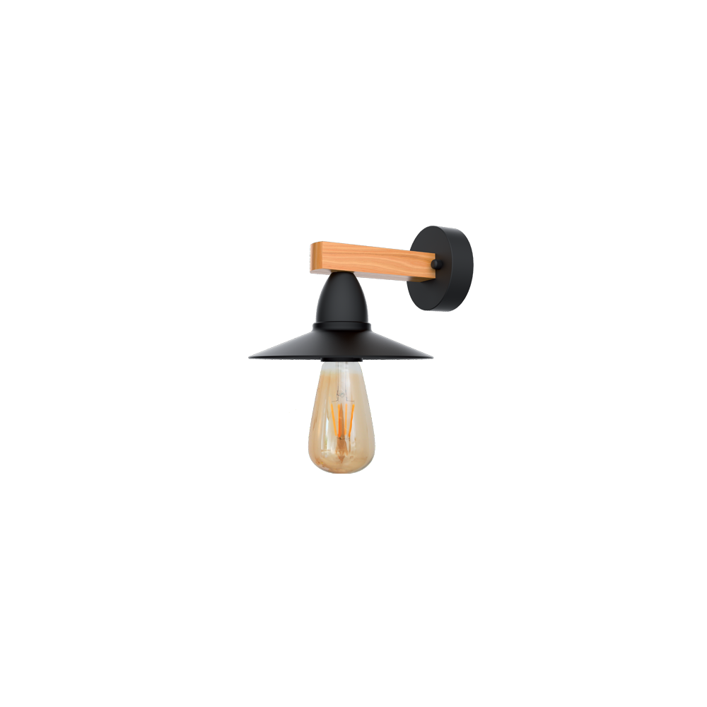 APLICA PHIL 1XE27 NEGRU/LEMN