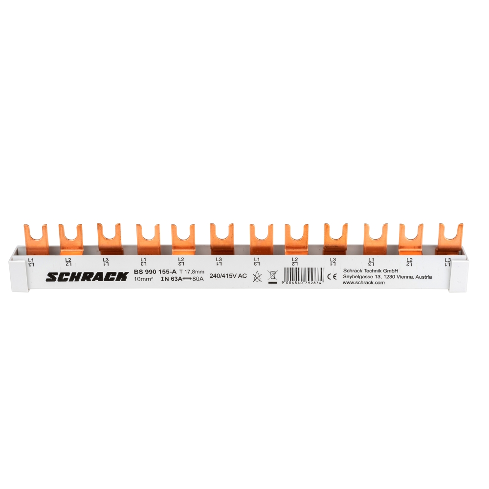 Baretă, 12xMCB1p sau 4xMCB3p, 12 module, 10 mm&sup2;