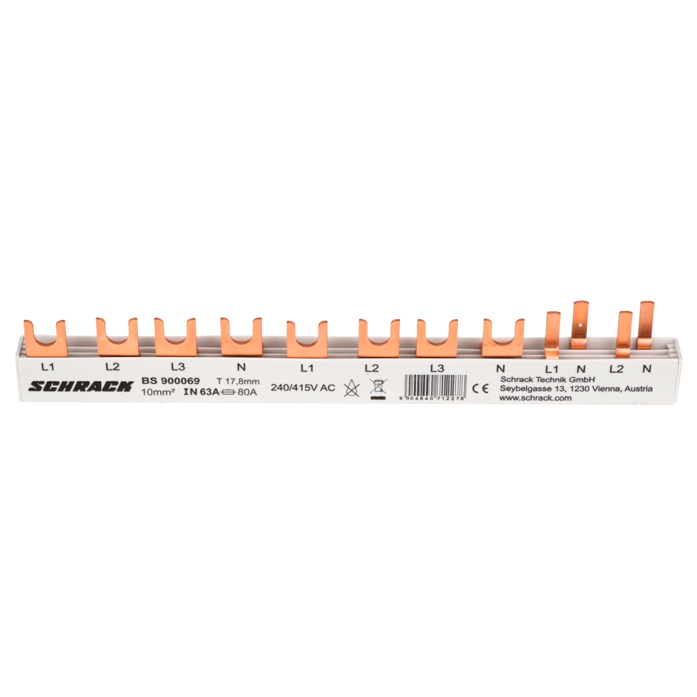 Baretă, 1xRCCB 4poli, 1xMCB 3+N, 2xMCB 1+N/1m, 10m,10mm&sup2;