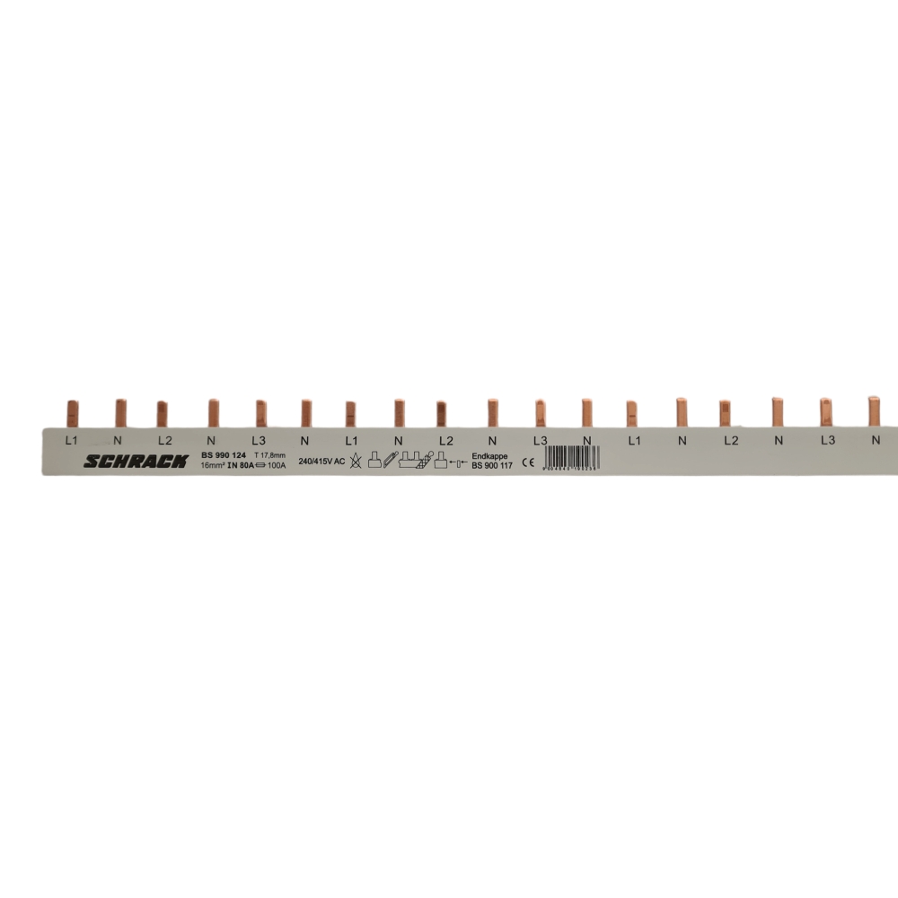 Baretă cu contacte pini, 16 mm&sup2;, L1,N/L2,N/L3,N, 4poli, 54UH