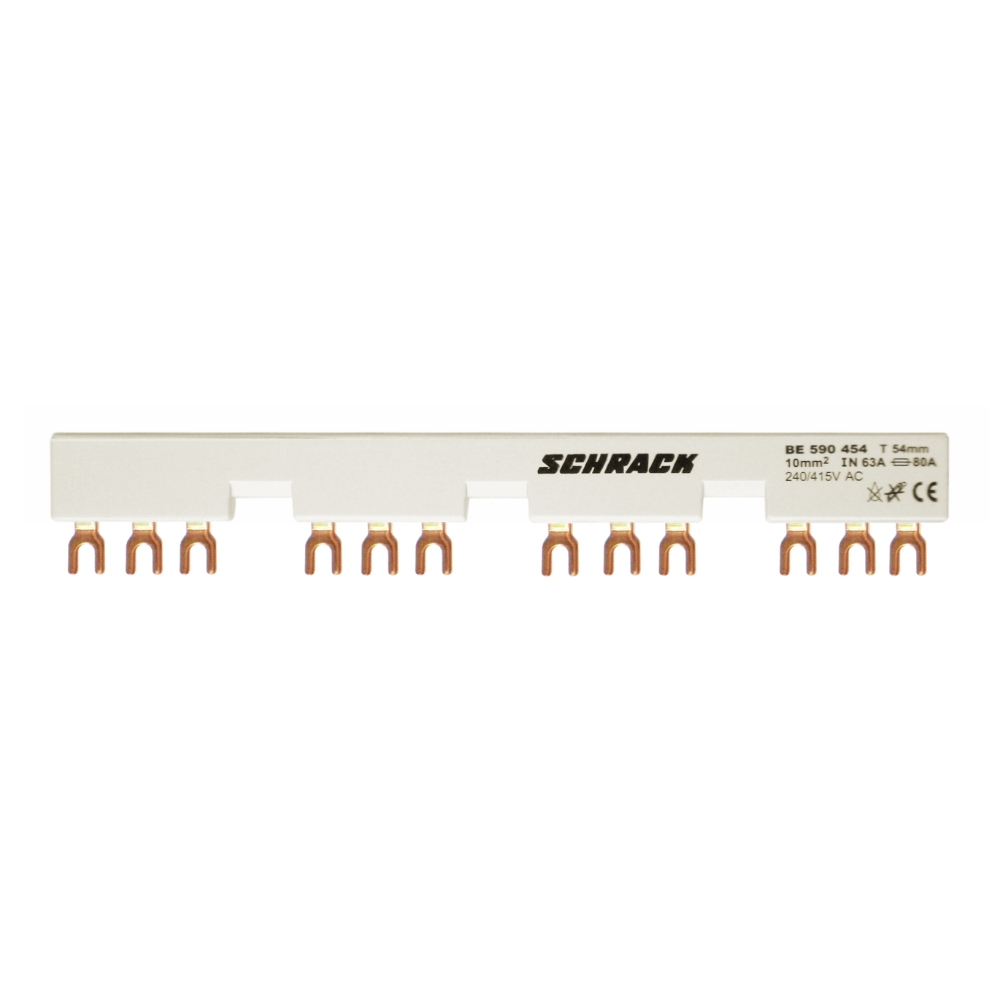 Baretă furcă pentru 4xBE5+ contact aux. 54mm, 63A