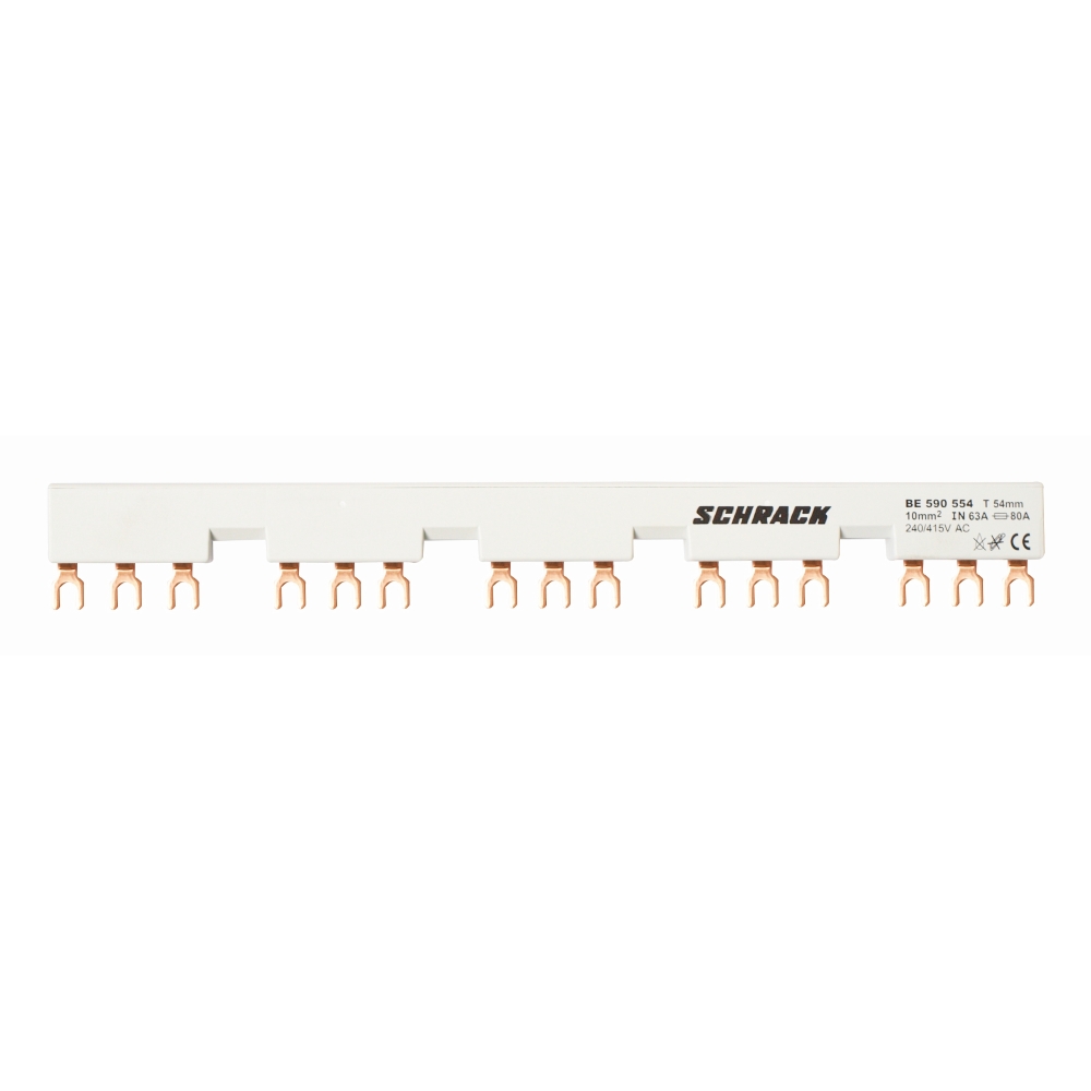 Baretă furcă pentru 5xBE5 + contact auxiliar, 54mm, 63A