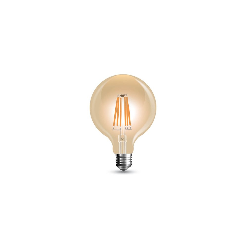 BEC LED G125 E27 REGLABIL 8W CU FILAMENT 2200K ALB CALD