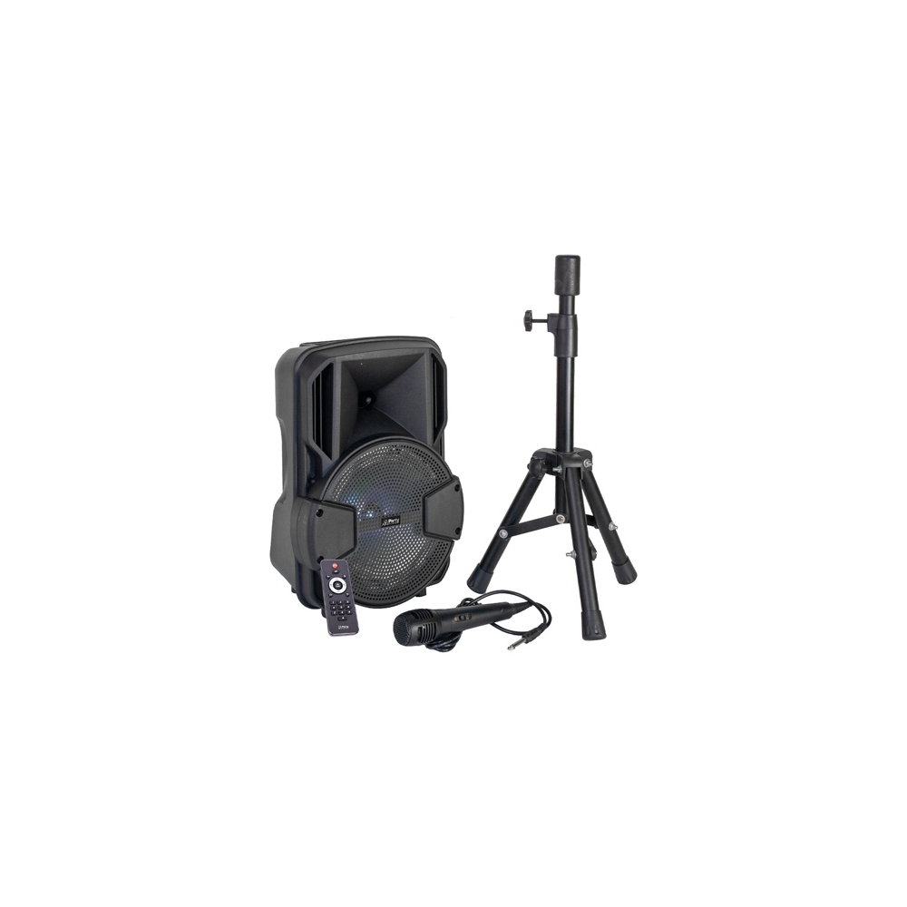 BOXA ACTIVA 8"/20CM 15W ILUMINAT LED CU BT/USB/MSD/FM + STAND + MICROFON