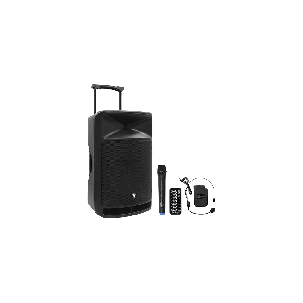 BOXA PORTABILA 15''/38CM + TWEETER 350W BT/USB/FM/SD + 2MIC VHF