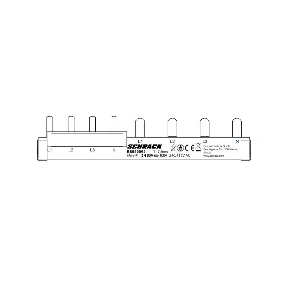 Busbar Pin Version, 4-pole, 16mm&sup2;, adapter form