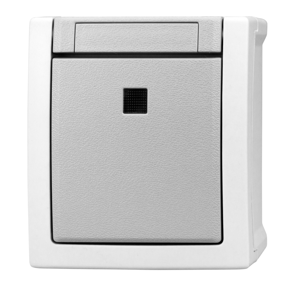 Buton cu 1ND+lumină orientare+cond.N, 10A, PT, cl.el, IP54