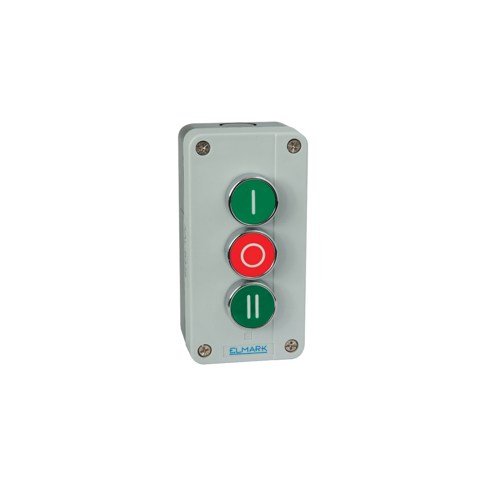BUTON CU ARC DE REVENIRE B339 1NO;1NC;1NO IP44 1 VERDE, 1 ROSU, 1 VERDE