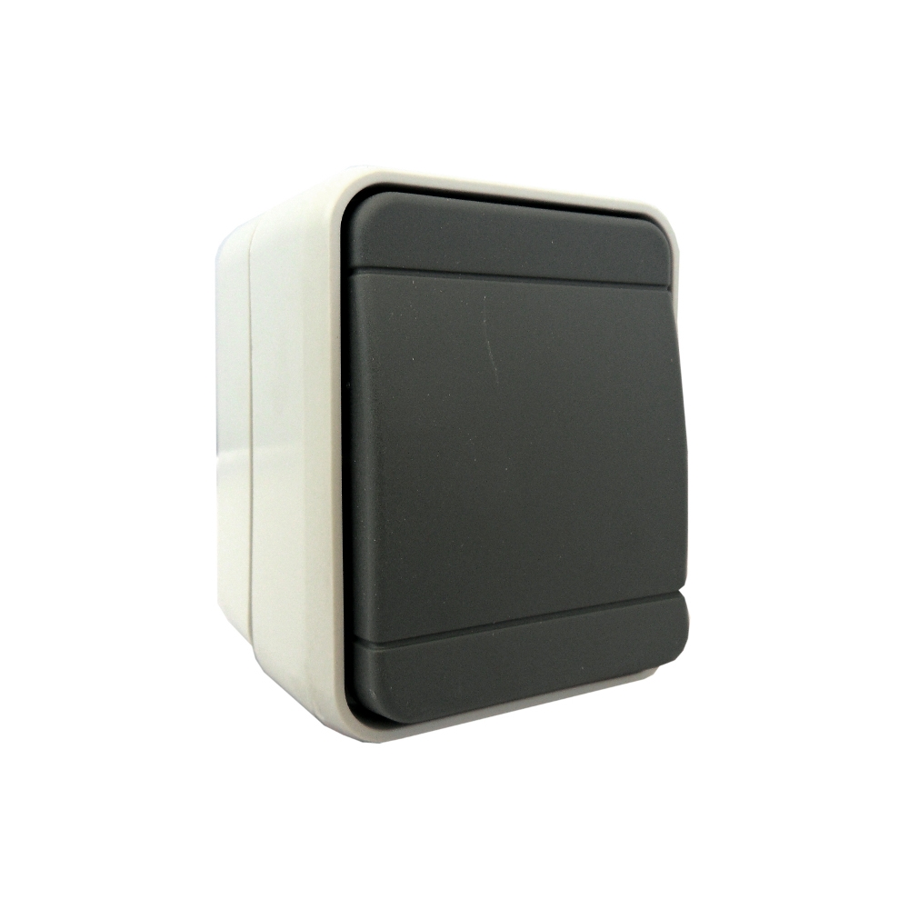 Buton cu revenire IP44, gri/gri