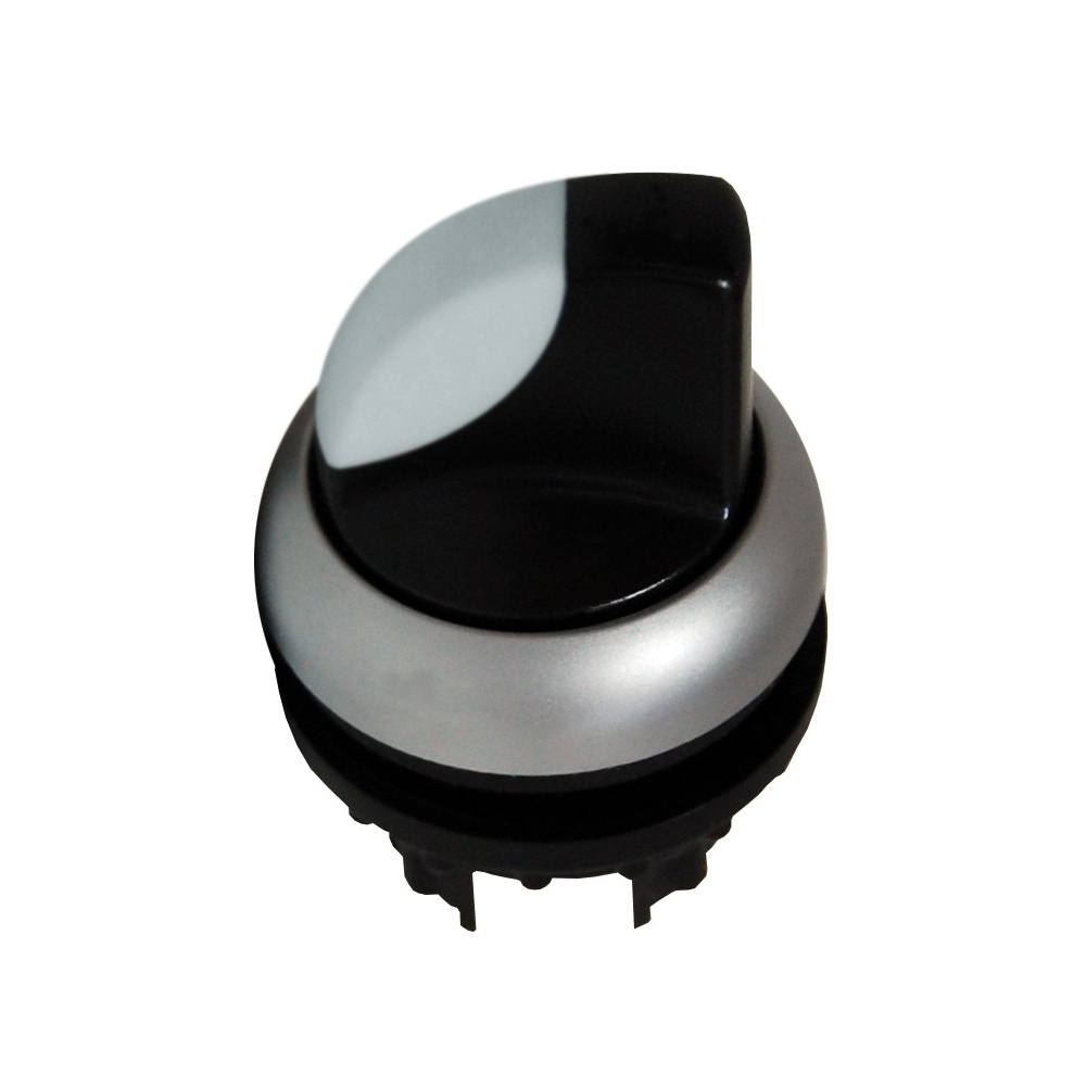 Buton selector cu 3 poziţii 2x60&deg;, cu reţinere, alb