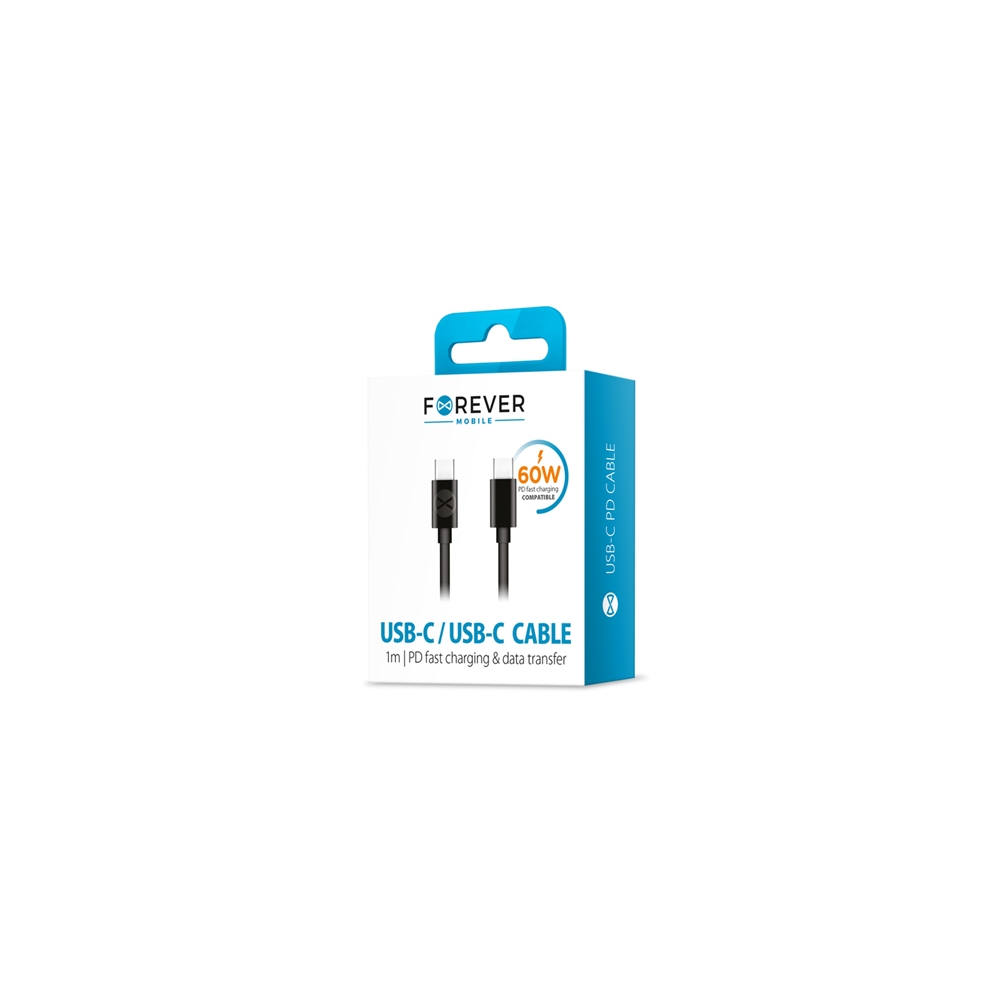 CABLU USB-C - USB-C 1M 60W - NEGRU