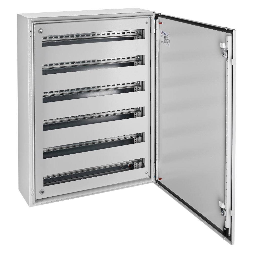 Cadru modular 6 r&acirc;nduri x 27 mod., pe balamale, cu şine DIN