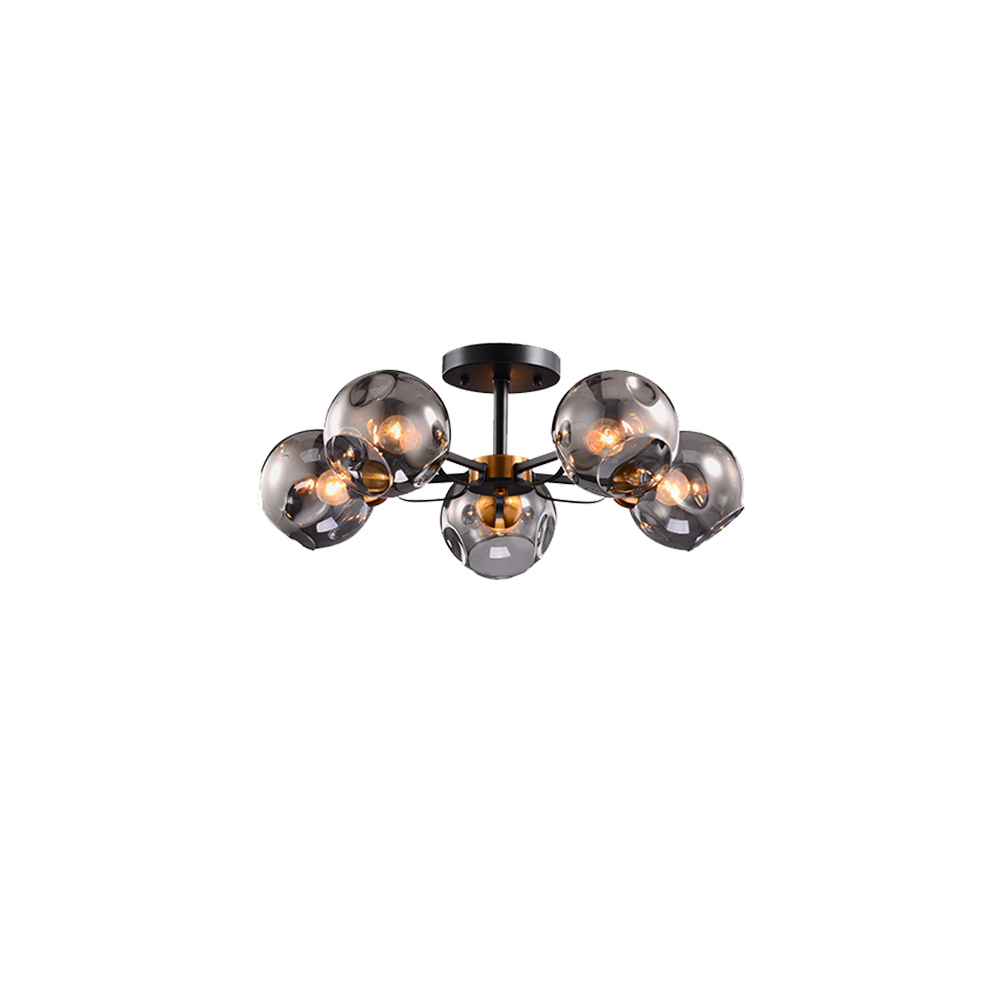 CANDELABRU ELLARIA 5XE27 NEGRU/AURIU ANTIC