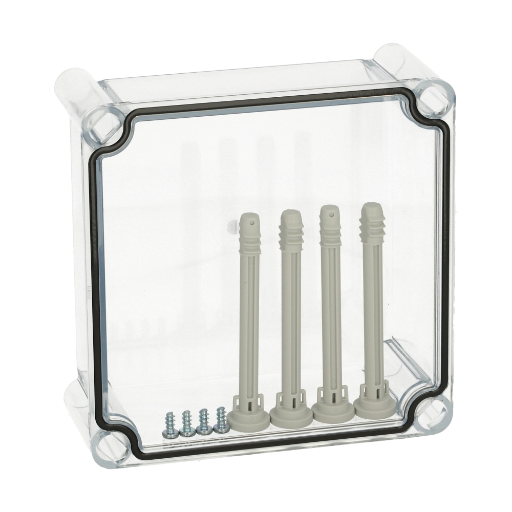 Capac 190x190x80 &icirc;nalt transparent cu şuruburi cu cap normal