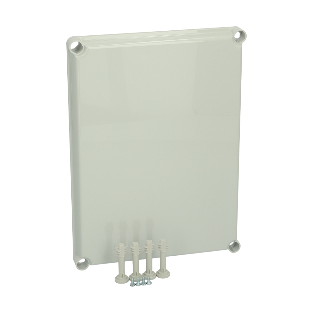 Capac scund gri cu şuruburi cu cap normal, 380x280x30