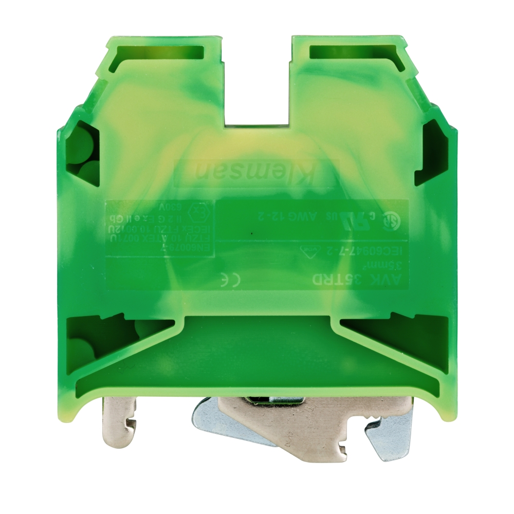 Clemă de &icirc;mpăm&acirc;ntare tip AVK 35 T, galb/verde, 16-35 mmp