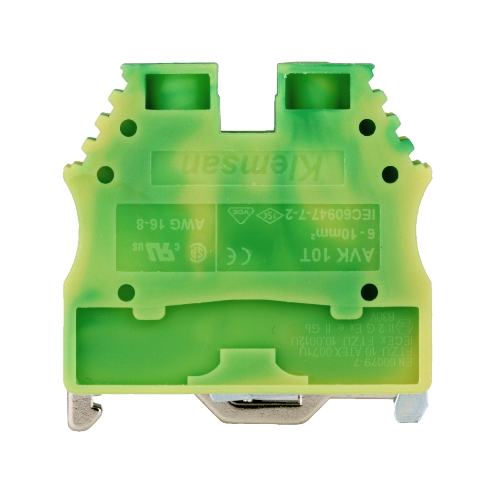 Clemă de &icirc;mpăm&acirc;ntare tip AVK 6/10 T, galb/verde, 6-10 mmp