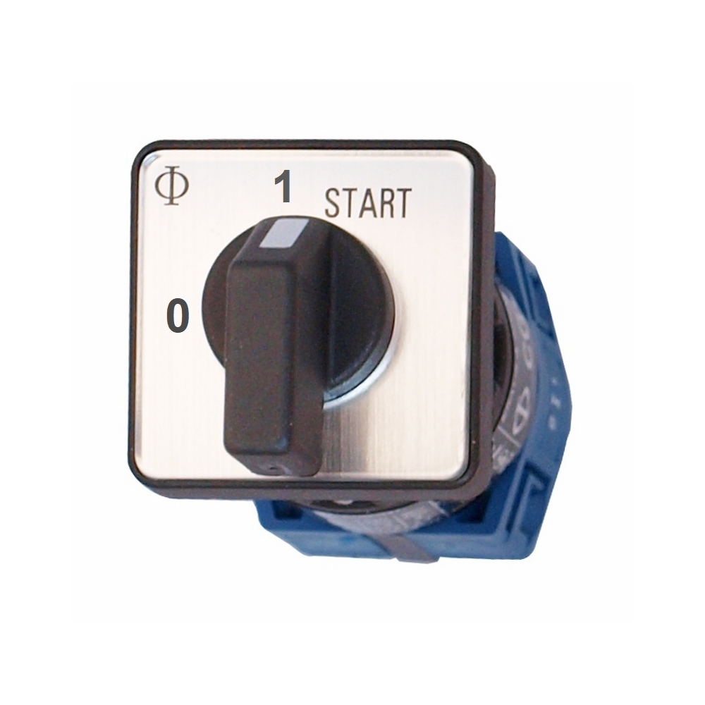 Comutator &bdquo;0-1-START&rdquo; cu fix. centrală, 1-pol/20 A