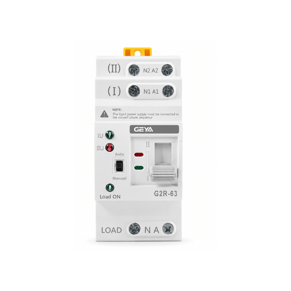 Comutator automat monofazat ATS, 63A, 2 poli, montaj pe sina DIN, Geya ATS 63A - 2P