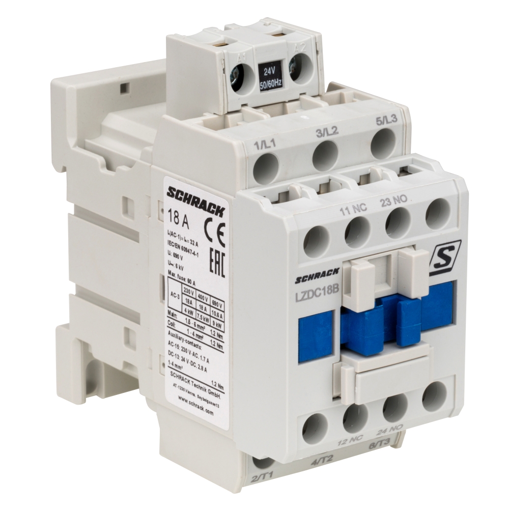 Contactor 3 poli, CUBICO Clasic, 7,5kW, 18A, 1ND+1N&Icirc;,24Vc.a.