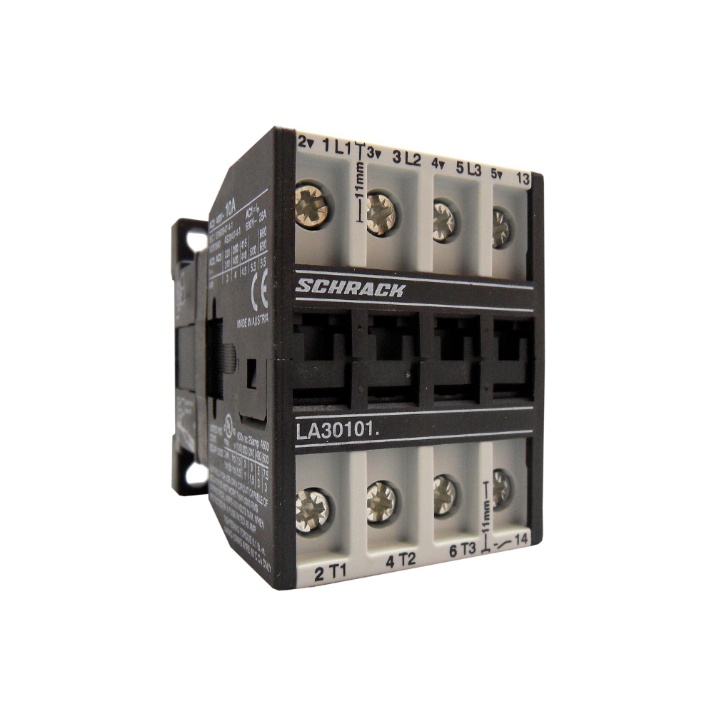 Contactor 3pole, 4kW, AC3, 10A, 24VAC + 1NO built in