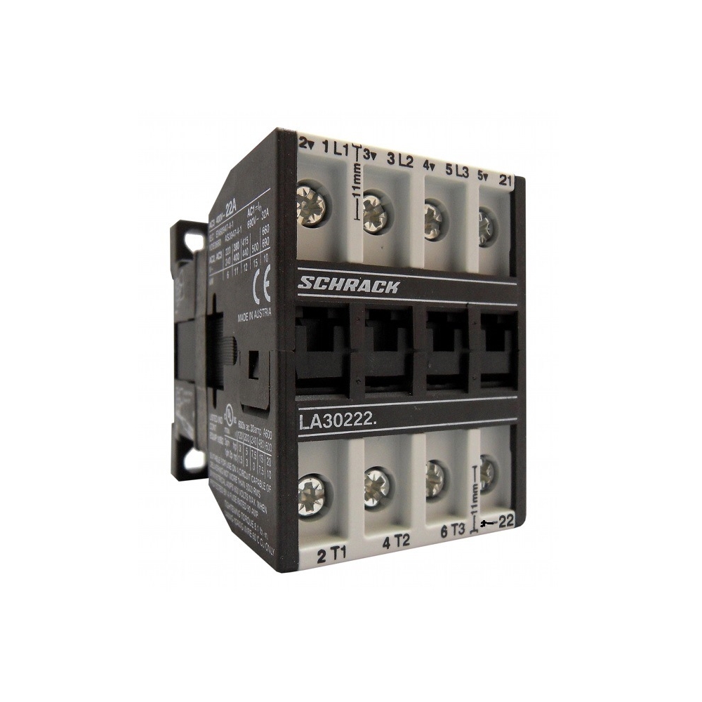 Contactor 3poli, 11kW/22A AC3, 32A AC1, 1NC, 400VAC
