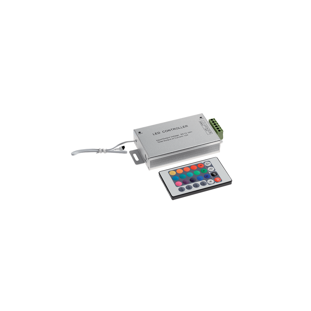 CONTROLER PENTRU BANDA LED RGB CU INFRAROSU 24 BUTOANE 12V 12A