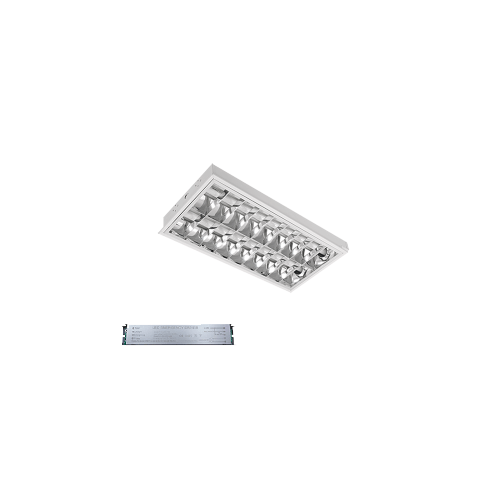 CORP IL. LENA &ndash; V CU LED (600MM) 2X9W 4000K INGROPAT 595X295mm CU KIT DE EMERGENTA