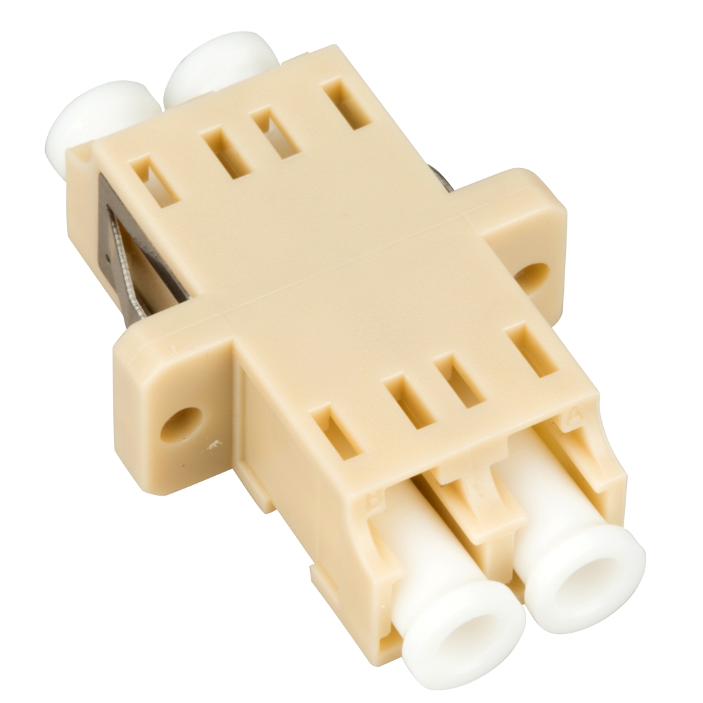 Cuplă LC Duplex,Plastic,Multimode,zirc.,cu flanşă,bej,ECO