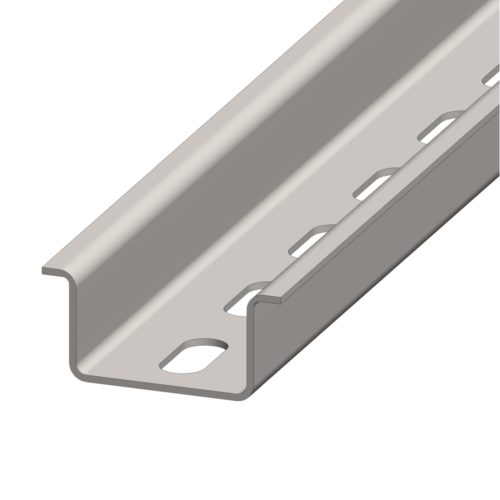 DIN-rail high, Long Hole 18x6.3mm, sendzimir zinced