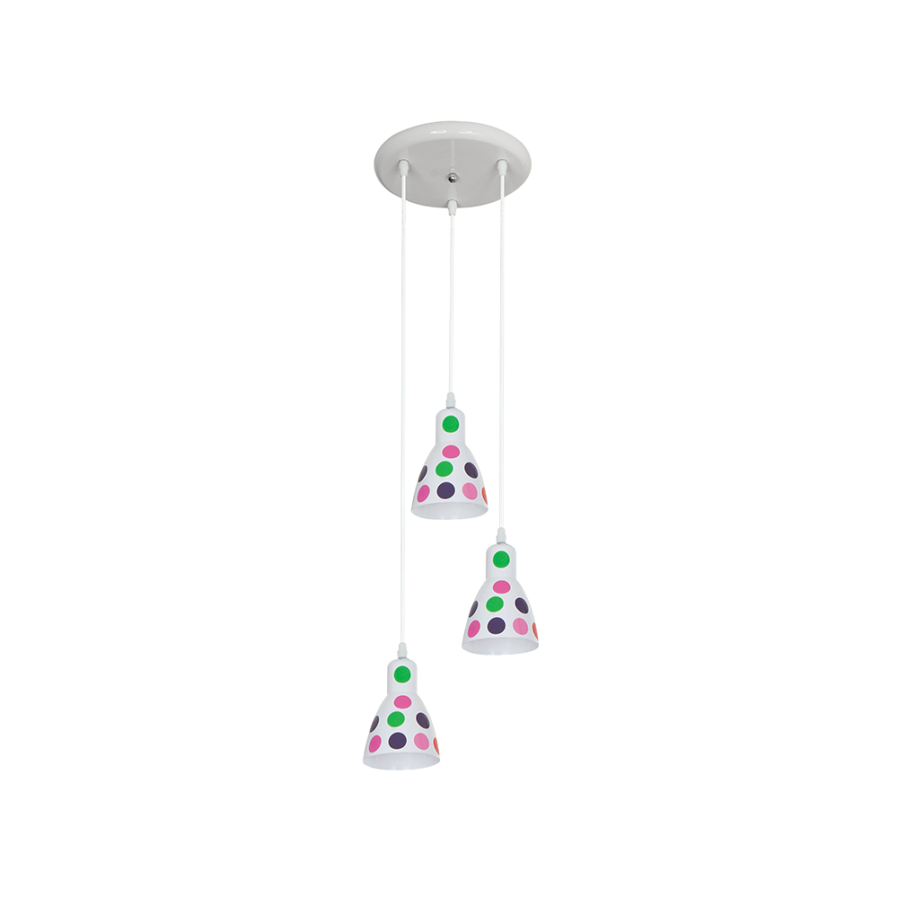 DOTS PENDUL 3XE27 ALBA CU PETE COLORATE