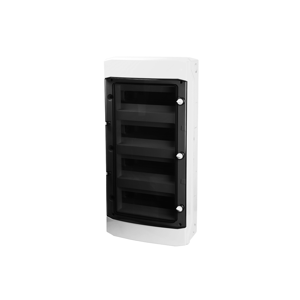 Dulap distrib. apl. IP65, 48UH, 4 r&acirc;nd. cu uşă transparentă