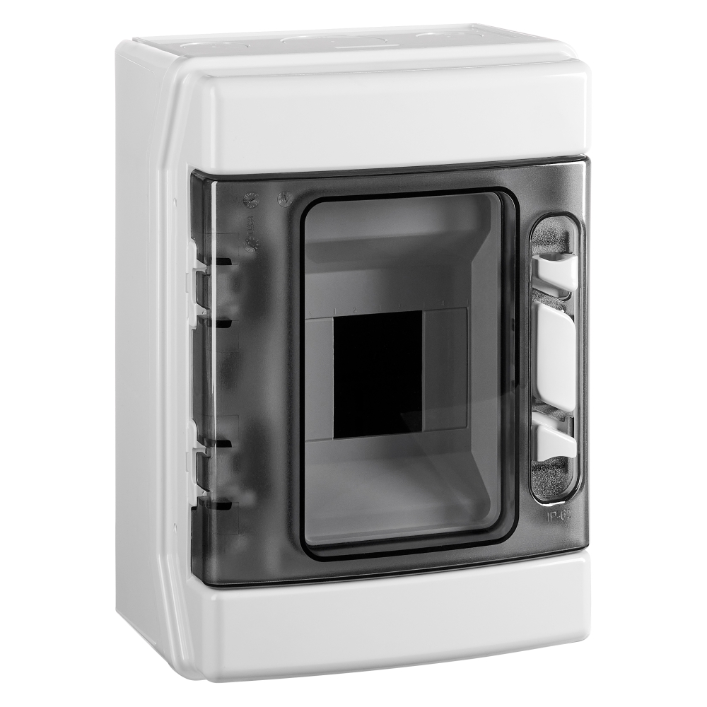 Dulap distrib. apl. IP65, 4UH pe 1 r&acirc;nd, cu uşă transparentă