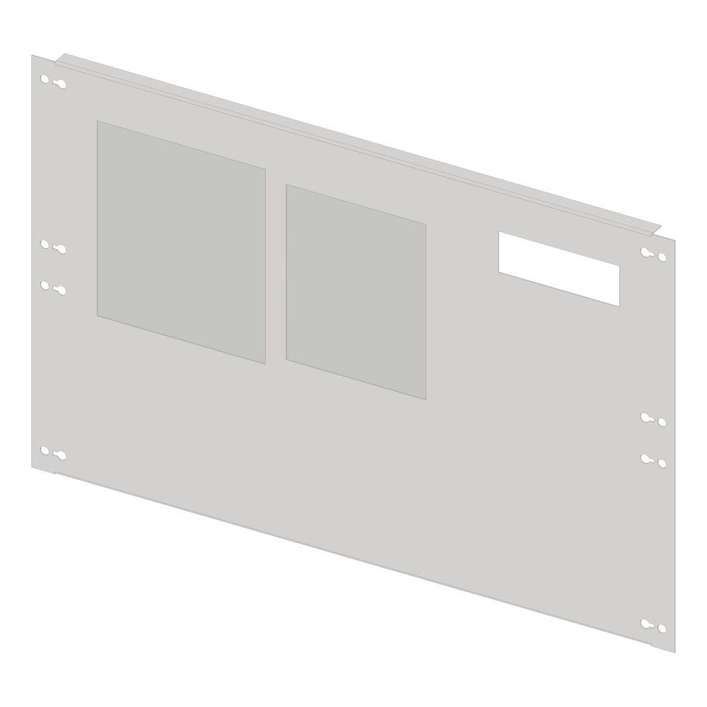 Front plate 3B10 sheet steel with cutout, 3 unit-wide