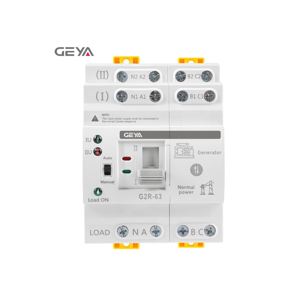 GEYA G2R-63 4P 63A &ndash; ATS comutator automat transfer retea generator, 400V trifazat / 230V monofazat, montaj pe sina DIN