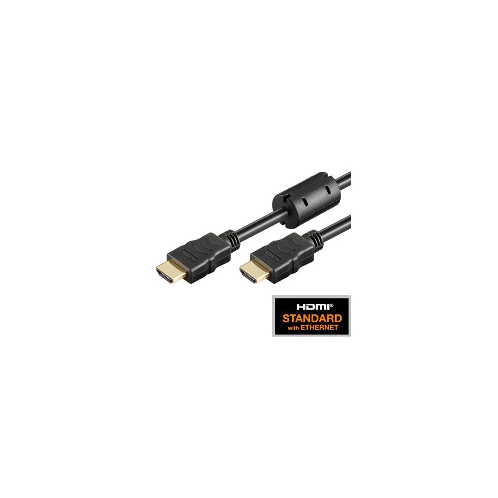 HDMI 1.4 Cable, 2x HDMI19 Typ A male, Ferrit/Gold,Black, 15m