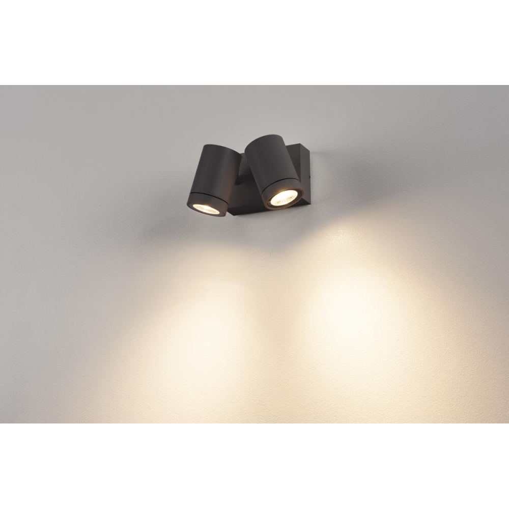 HELIA WALL LED 2x8W, 3000K, IP55, nisipos antr.,downlight