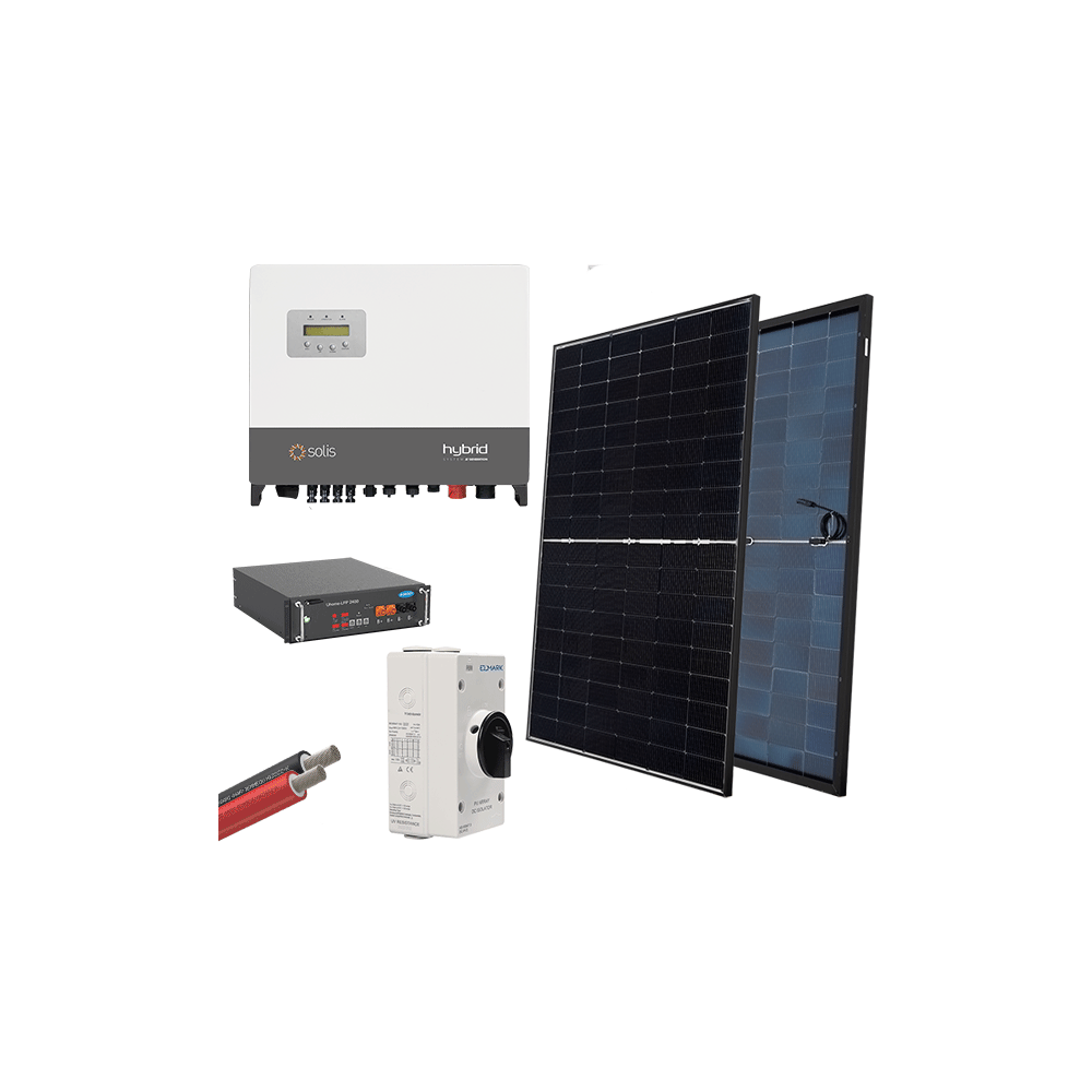 HYBR. SOLAR SYSTEM 3P/6kW 430W PANELS WITH BATT.