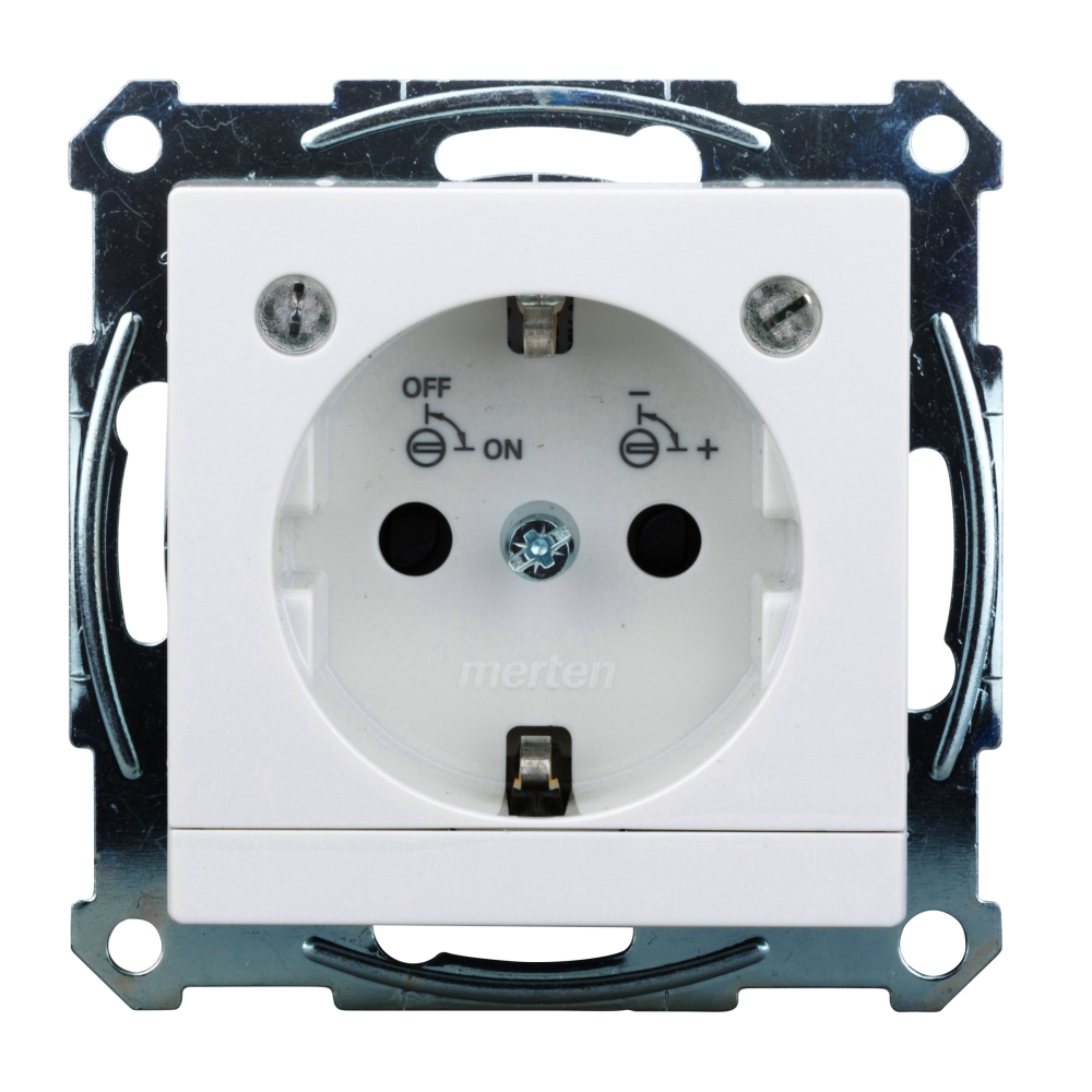 Insert priză cu contact de protecţie şi modul LED, alb