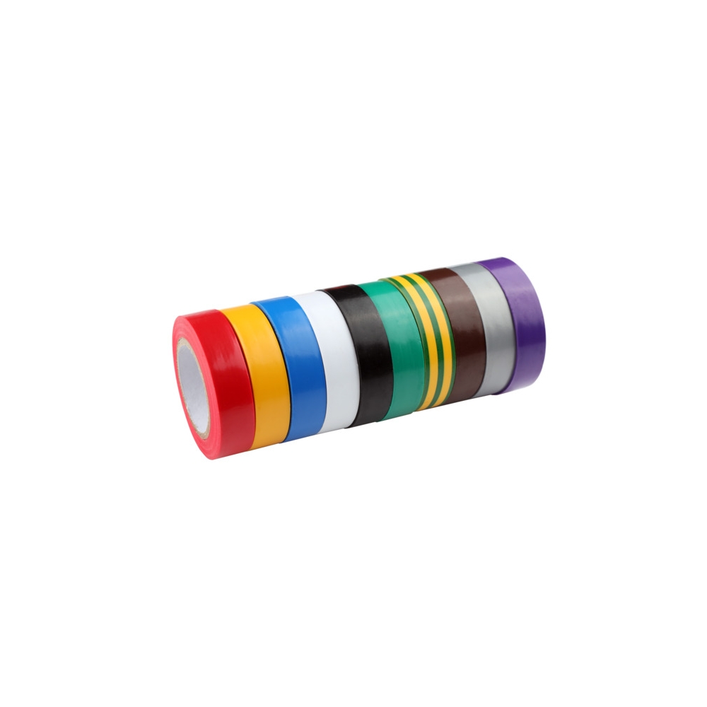 Insulating tape, 10-coloures, 15mm x 10m