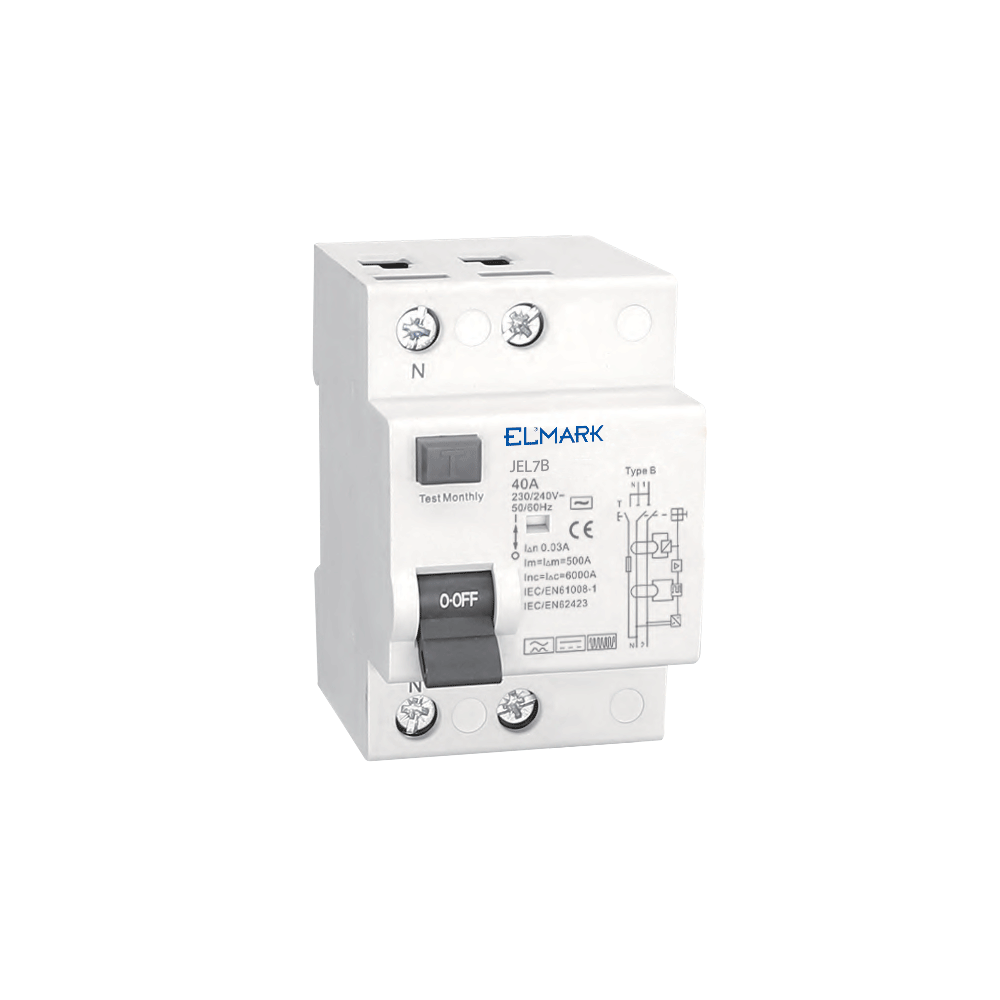 INTRERUPATOR DIFERENTIAL ELECTROMAGNETIC RCCB JEL7B 10kA 2P CURBA B 25A/30mA