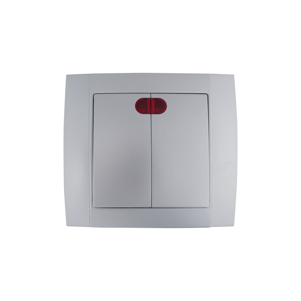 INTRERUPATOR DUBLU CU LED ARGINTIU SR-2502