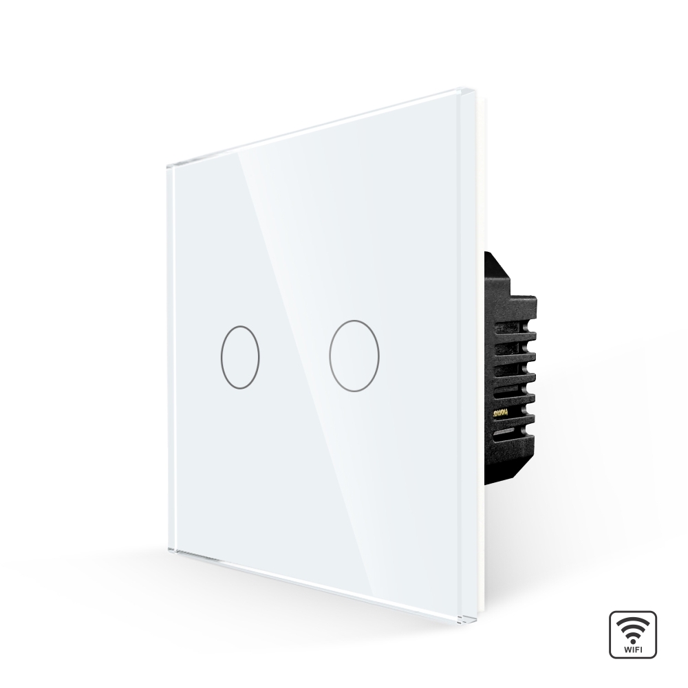 Intrerupator Dublu Wi-Fi cu Touch din Sticla LUXION - alb